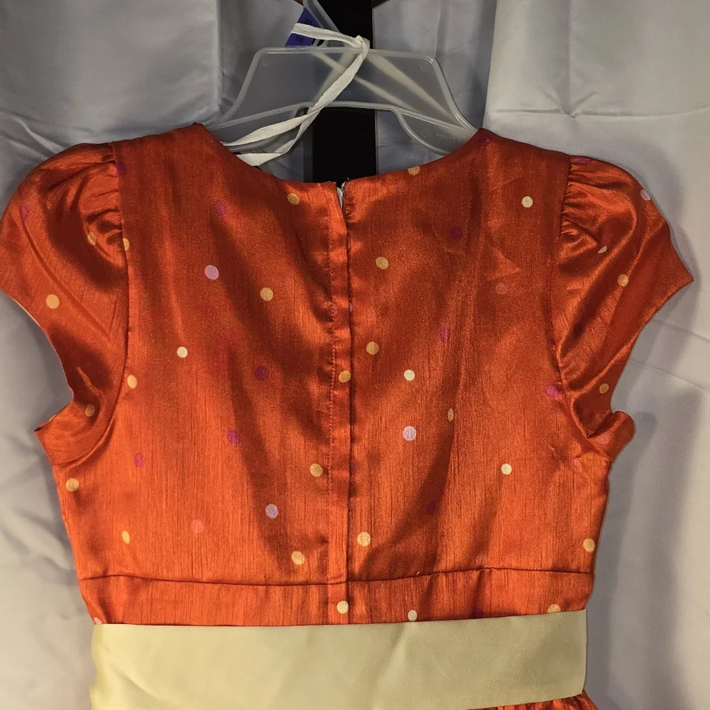 Charming Orange Polka Dot Kids Dress For‎ Easter